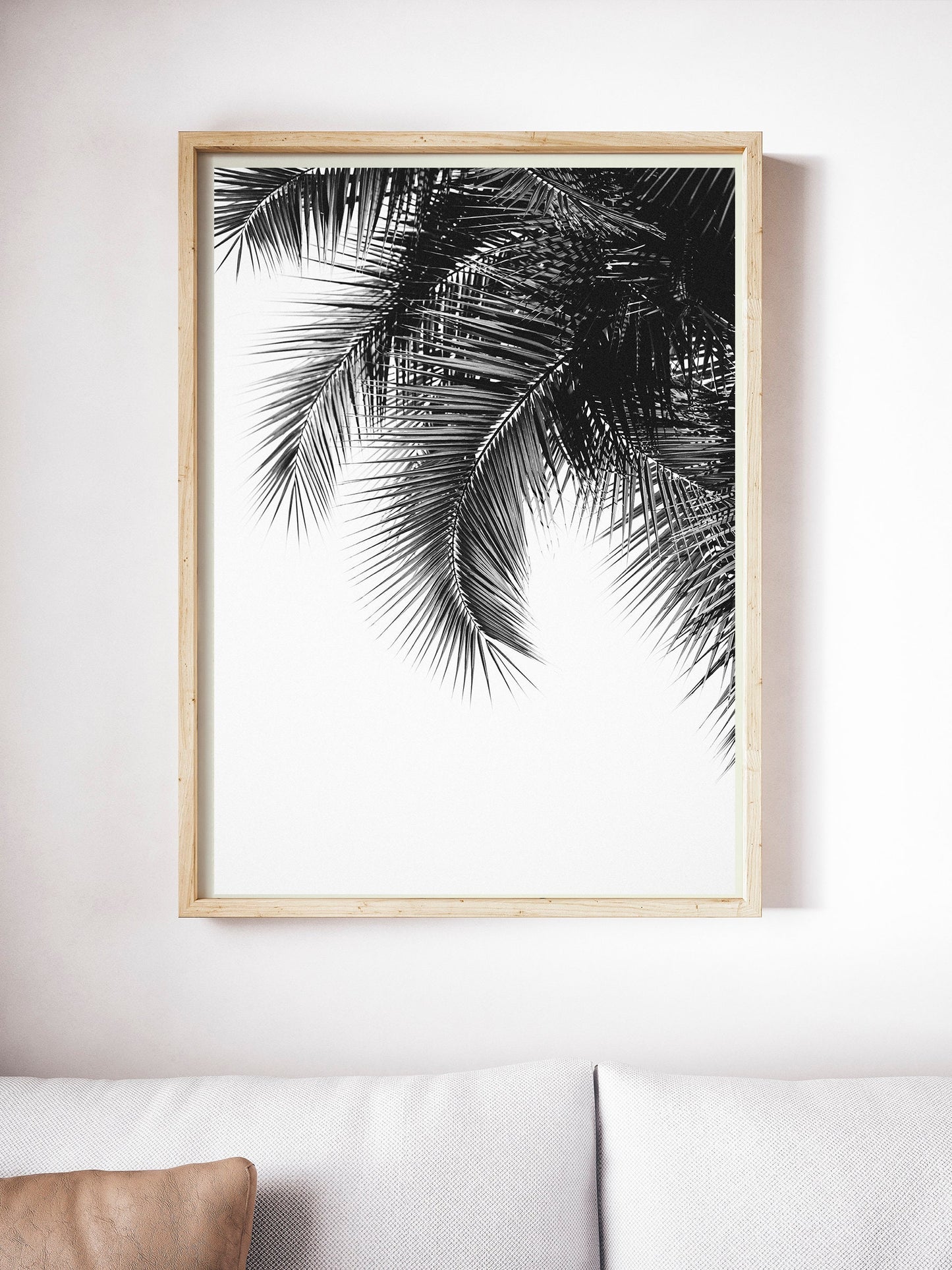 black and white close-up of a los angeles palm tree print