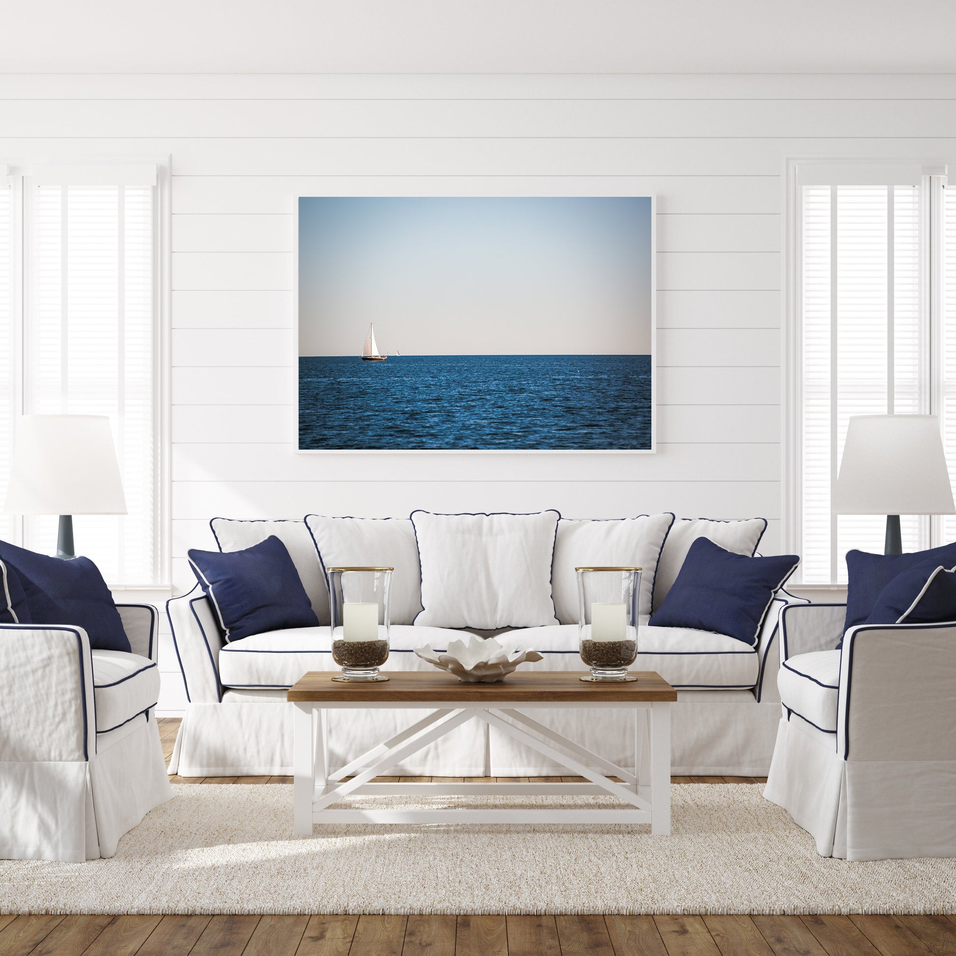 minimalist coastal maine sailboat print