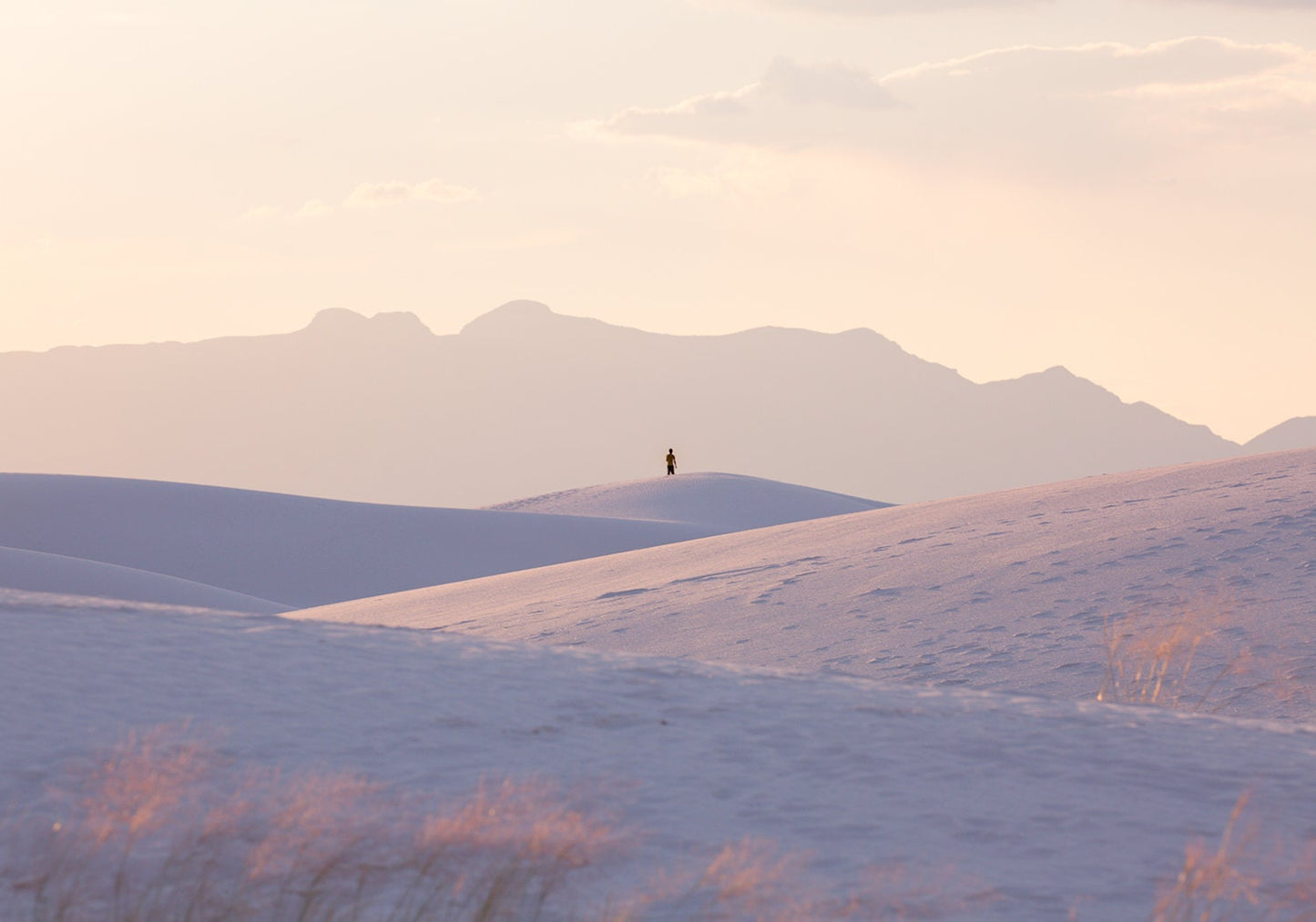 sunset over white sands dune monument